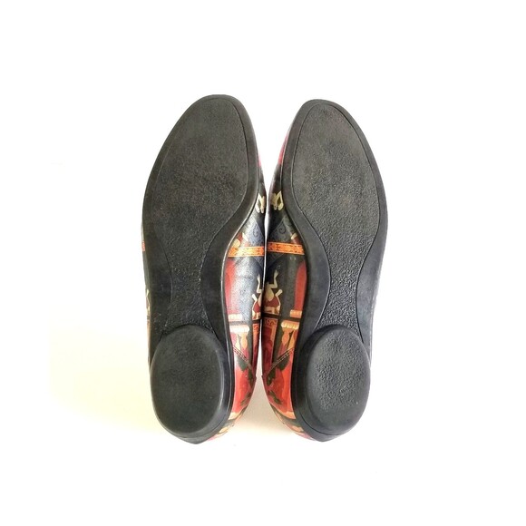 ICON Women's Multicolor Printed Leather Flats Sz 8 Art To Wear Casual Bow - Picture 12 of 14